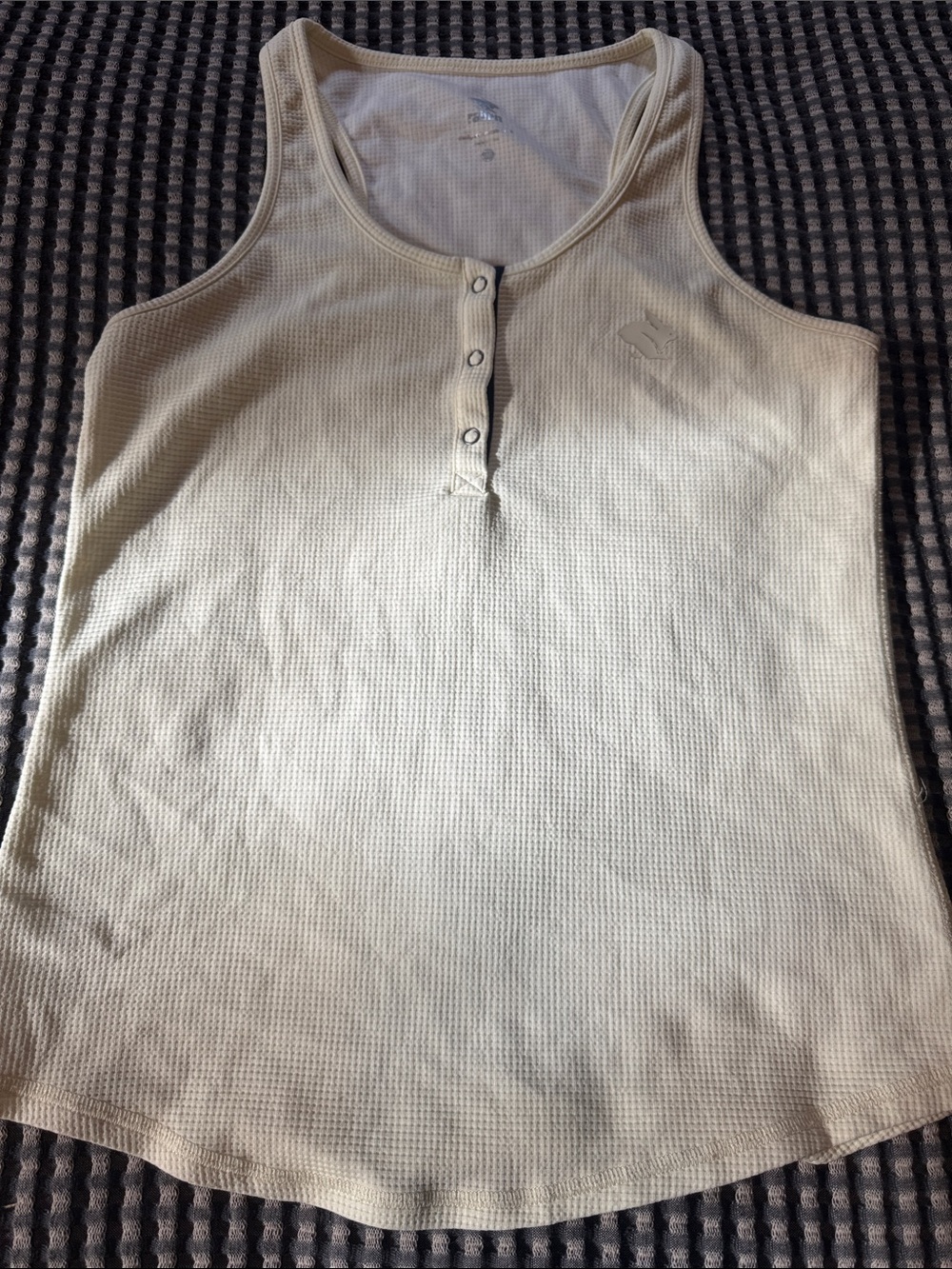 Girls Cream Ribbed Tank with Front Snap Placket